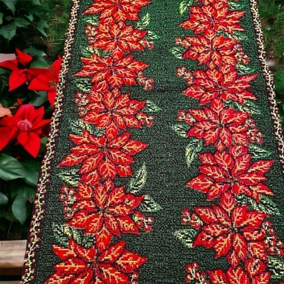 Table Runner l Poinsettia l Red/Green l - Picture 5 of 5